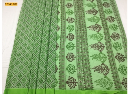 Green Printed Cotton Saree