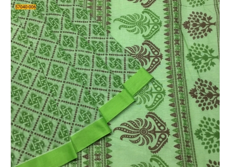 Green Printed Cotton Saree