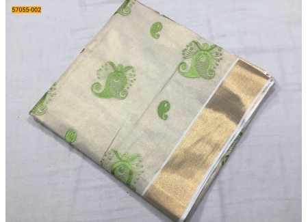 Kerala Tissue Silk Embroidery Sarees