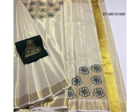 Golden floral tissue silk saree