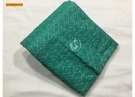 Rama green raw silk embroidery blouse 