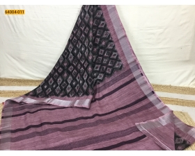 Black With pink Linen Cotton Digital Print Saree