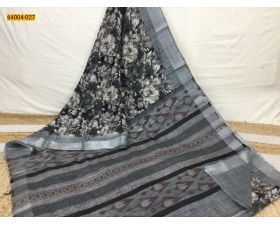 Black Linen Cotton Digital Print Saree