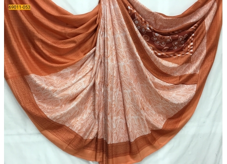 Orange Rasmalai Crape Silk Saree