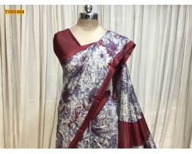 Gray With Maroon Butter Crape Silk Saree