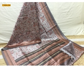 Brown Kalamkari Soft Linen Silk Saree