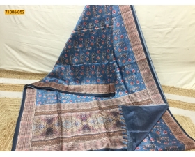 Blue Kalamkari Soft Linen Silk Saree