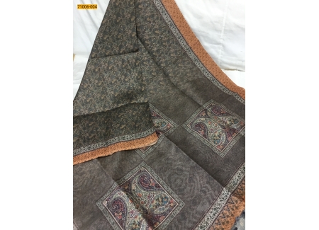 Gray Kalamkari Soft Linen Silk Saree
