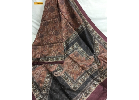 Maroon Kalamkari Soft Linen Silk Saree