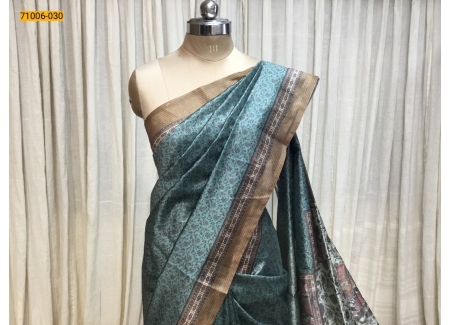 Pastel Green Kalamkari Soft Linen Silk Saree