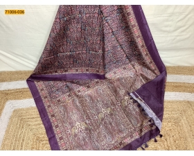 Violet Kalamkari Soft Linen Silk Saree