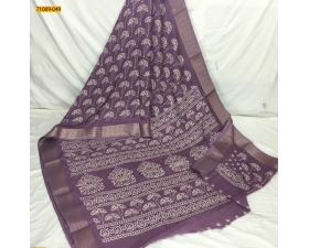 Purple Bhagalpur Fancy Soft Crepe Silk Printed Saree