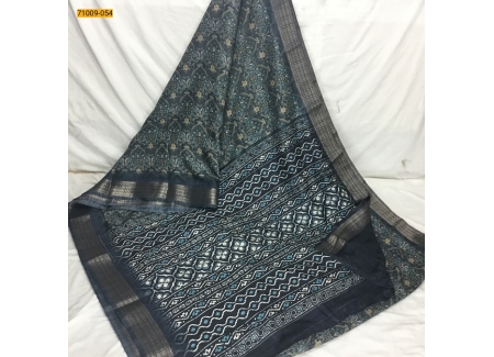 Gray Bhagalpur Fancy Soft Crepe Silk Printed Saree