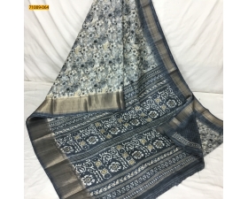 Gray Bhagalpur Fancy Soft Crepe Silk Printed Saree