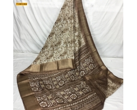 Brown Bhagalpur Fancy Soft Crepe Silk Printed Saree