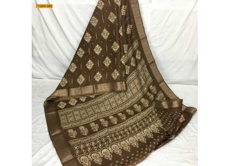 Brown Bhagalpur Fancy Soft Crepe Silk Printed Saree