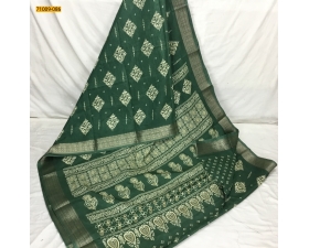 Green Bhagalpur Fancy Soft Crepe Silk Printed Saree