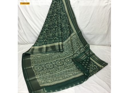 Green Fancy Soft Crepe Silk Varli Print Saree