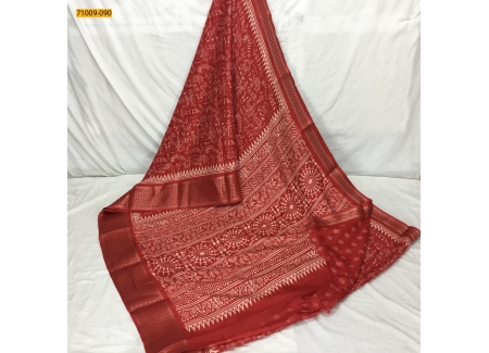 Red Fancy Soft Crepe Silk Varli Print Saree
