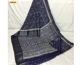 Blue Fancy Soft Crepe Silk Varli Print Saree
