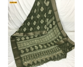 Green Bhagalpur Fancy Soft Crepe Silk Printed Saree