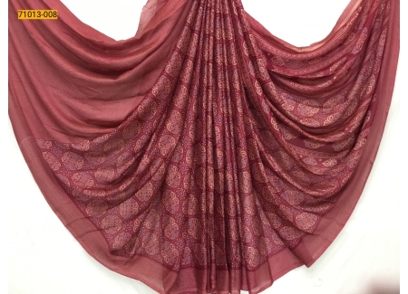 Red Metallic Silk Crepe Printed Saree
