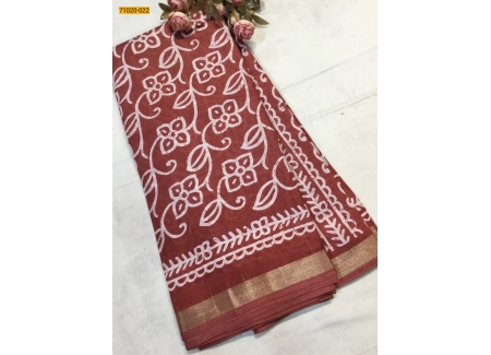Pastel Brown Indigo Fancy Binny Silk Printed Saree