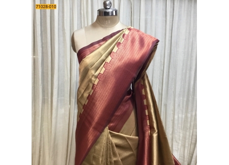 Brown Diamond Floral Kanchi Weavings Silk Saree