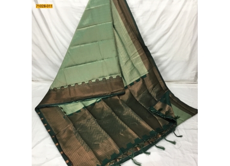 Green Diamond Floral Kanchi Weavings Silk Saree