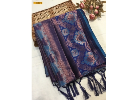 Blue Floral Garden Kanchi Weavings Silk Saree