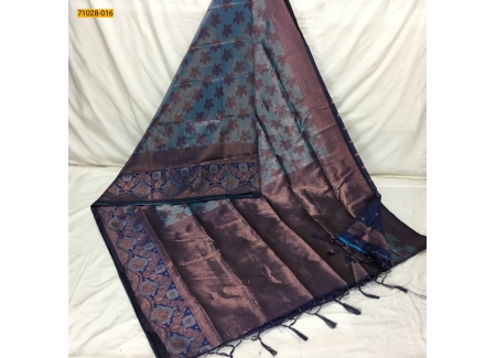 Blue Floral Garden Kanchi Weavings Silk Saree