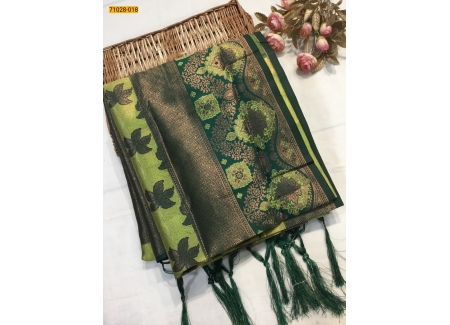Green Floral Garden Kanchi Weavings Silk Saree