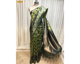 Green Floral Garden Kanchi Weavings Silk Saree