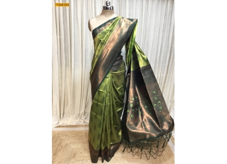 Green Trendy Mango Floral Kanchi Silk Saree