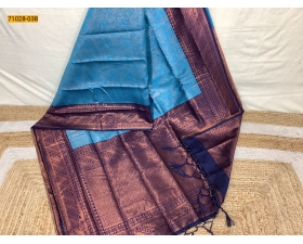 Blue Diamond Floral Kanchi Weavings Silk Saree