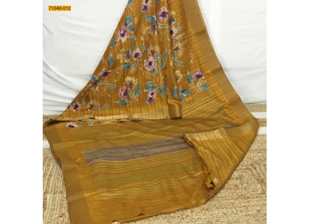 Yellow Fancy Handloom Silk Saree
