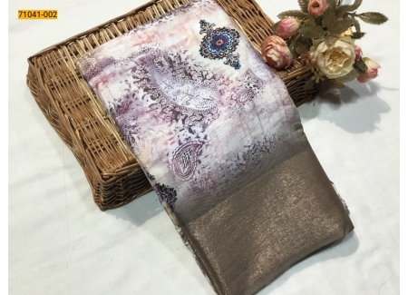 Purple Mulmul Linen Silk Saree