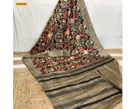 Muliti Color Kalamkari Linen Silk Saree