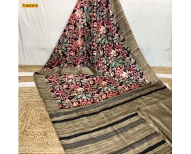 Multi Color Kalamkari Linen Silk Saree