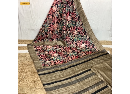 Multi Color Kalamkari Linen Silk Saree