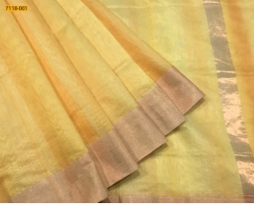 Yellow Silk Cotton Double Shaded Saree