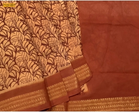 Orange Sungudi Cotton Printed Saree