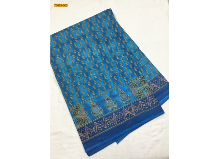 Blue Voil Cotton Printed Sarees