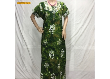 Green Batik Cotton Printed Nighty - XL