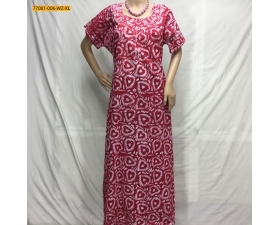 Pink Batik Cotton Printed Nighty - XL