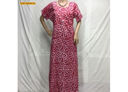 Pink Batik Cotton Printed Nighty - XL