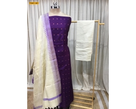Purple Handloom Silk Blend Unstitched Salwar Suit Material