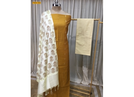 Mustard Handloom Silk Blend Unstitched Salwar Suit Material