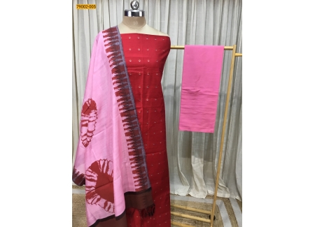 Red Handloom Silk Blend Unstitched Salwar Suit Material