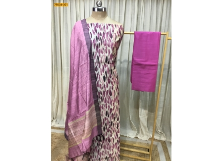 Pink Handloom Matka Cotton Blend Unstitched Salwar Suit Material 